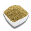 A white bowl filled with dried thyme, showcasing its small leaves and earthy green color.