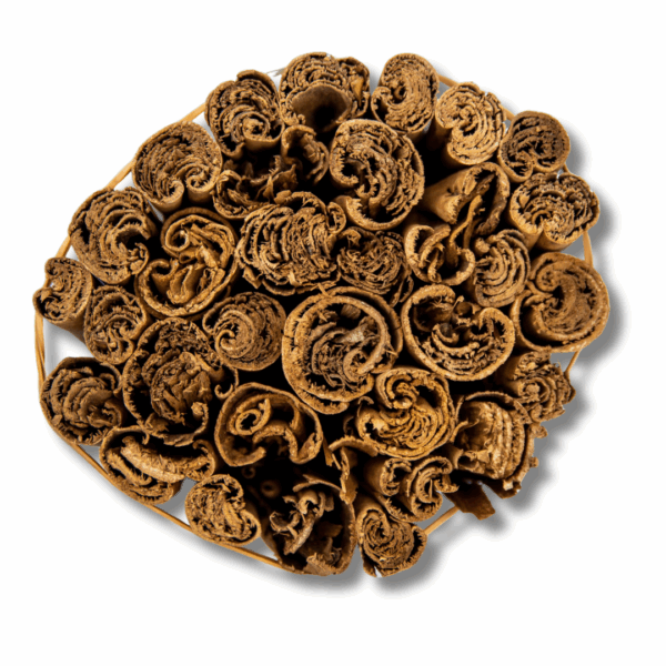 A bundle of Ceylon cinnamon 5-inch sticks wrapped in packaging with a purple label.